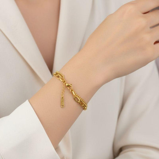 Golden Gleam Duo | PVD Plated Stainless Steel - For Women | Includes: Bracelet