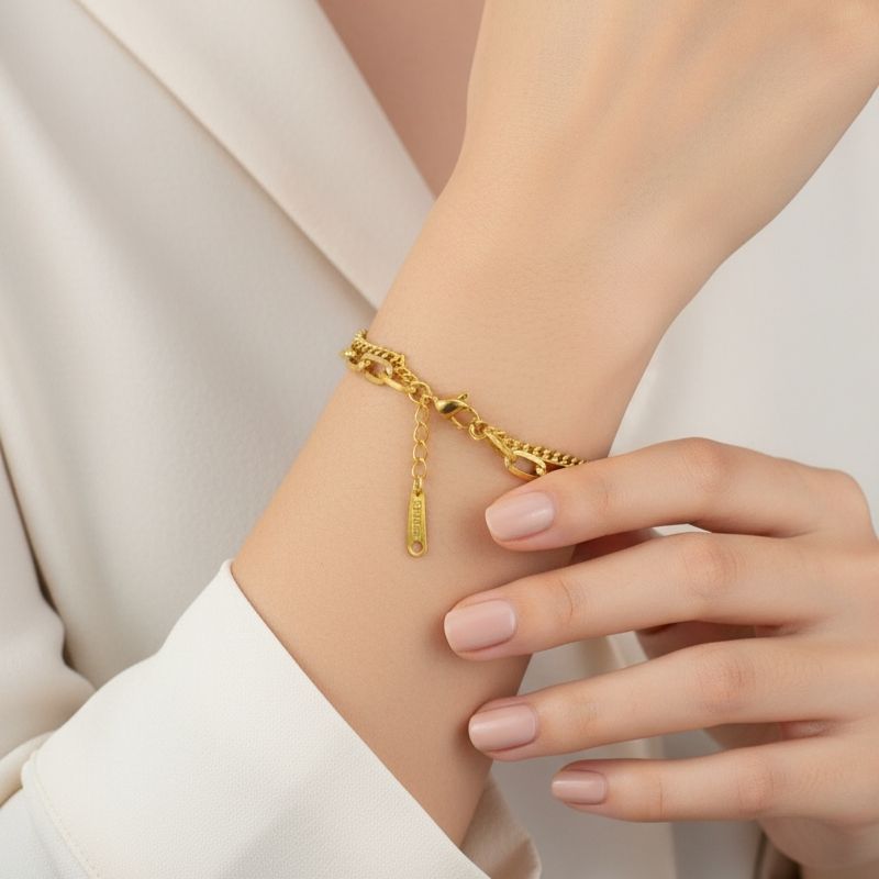 Golden Gleam Duo | PVD Plated Stainless Steel - For Women | Includes: Bracelet