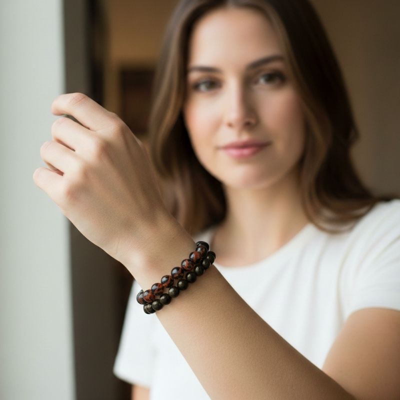 Grace Stacked Bracelets | Gold Swan Stone - For Unisex | Includes: Bracelets (Set of 2)