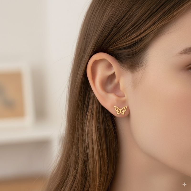 Graceful Butterfly Earrings | 18K PVD Gold Plated - For Women | Includes: Earrings