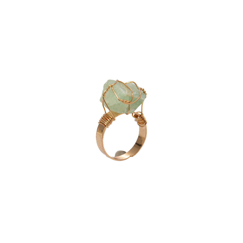 Jade Mist Adjustable Ring | Green Fluorite Stone & PVD Gold - For Women | Includes: Ring