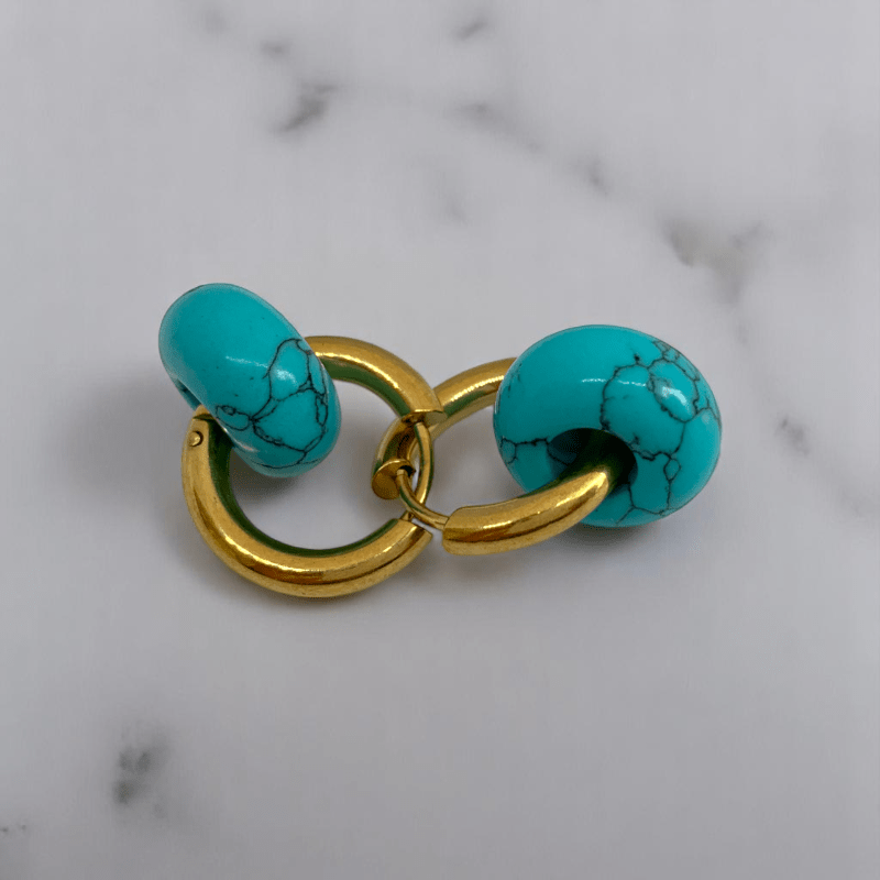 Golden Horizon Hoop Earrings | Turquoise & 18K PVD Gold Plated - For Women | Includes: Earrings