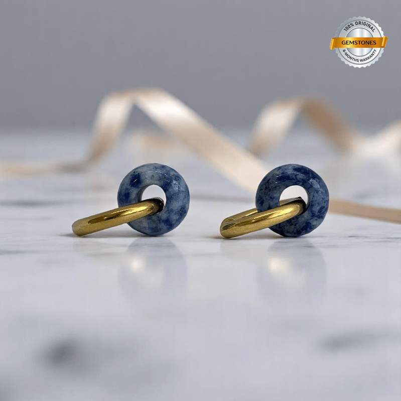 Royal Tide Hoop Earrings | Sodalite Stone & 18K PVD Gold Plated - For Women | Includes: Earrings