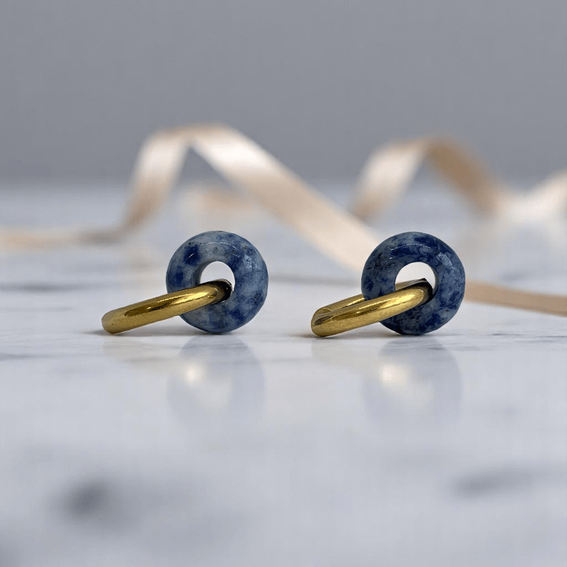 Royal Tide Hoop Earrings | Sodalite Stone & 18K PVD Gold Plated - For Women | Includes: Earrings