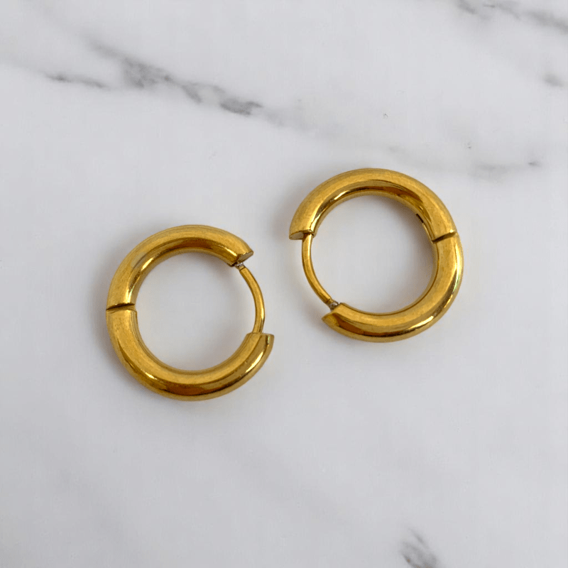 Rosy Bloom Hoop Earrings | Cherry Quartz Stone & 18K PVD Gold Plated - For Women | Includes: Earrings