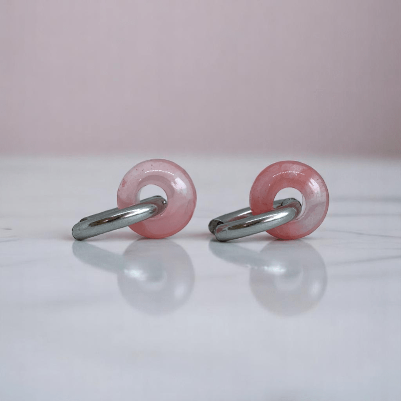 Petal Shine Earrings | Cherry Quartz Stone & Silver PVD Plated - For Women | Includes: Earrings