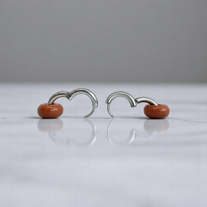 Desert Gleam Hoop Earrings | Sandstone & Silver Plated - For Women | Includes: Earrings