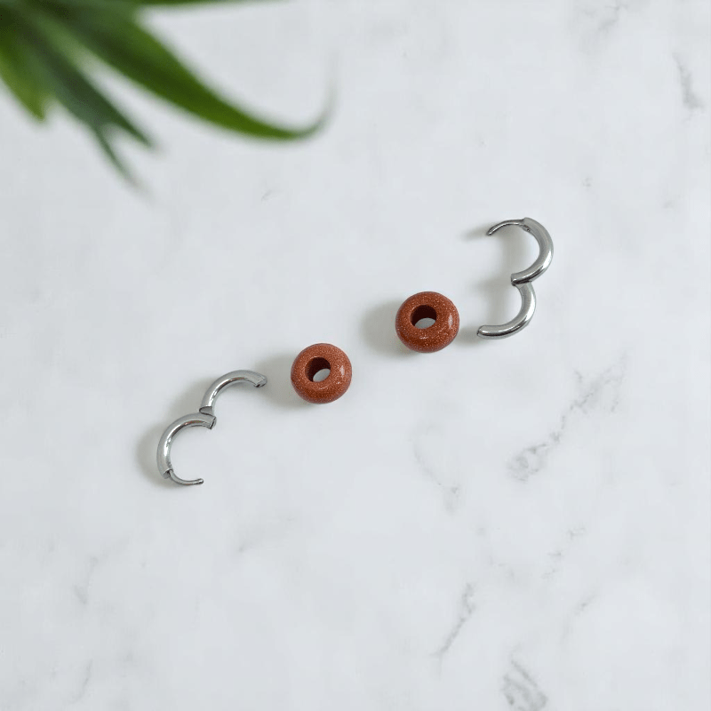 Desert Gleam Hoop Earrings | Sandstone & Silver Plated - For Women | Includes: Earrings