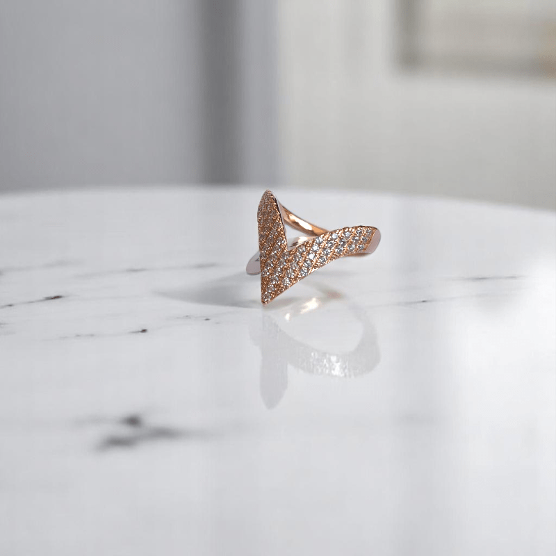 Rosy Spike Ring | 925 Silver, Rose Gold Plating & Zircon - For Women | Includes: Ring