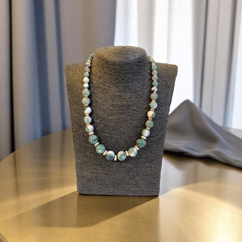 Earth Essence Set | Tree Agate Stone - For Women | Includes: Necklace, Bracelet