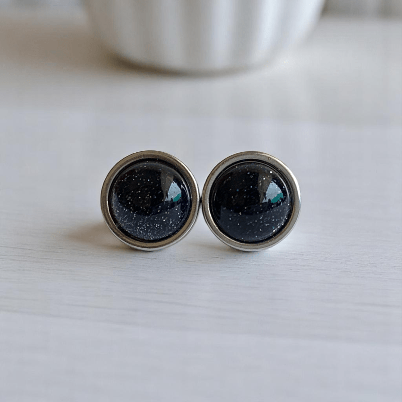 Starlit Night Studs | Blue Sandstone & Silver PVD Plated - For Women | Includes: Earrings