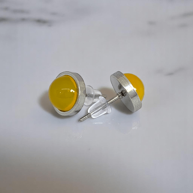 Sunny Grace Studs | Yellow Jade Stone & Silver PVD Plated - For Women | Includes: Earrings