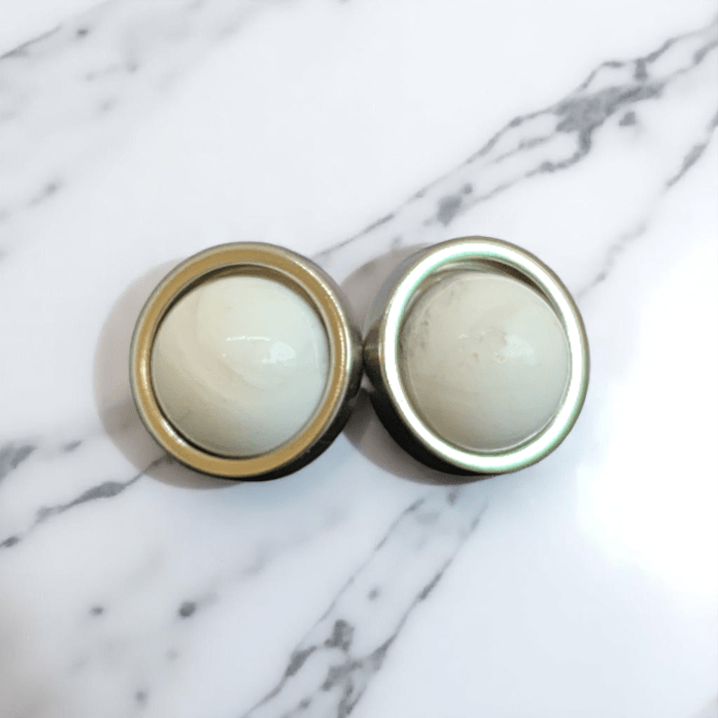 Calm Stone Earrings | White Turquoise & Silver PVD Plated - For Women | Includes: Earrings