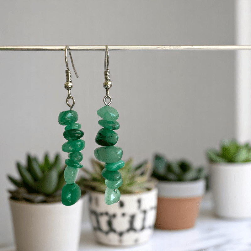 Lucky Aventurine Earrings | Aventurine Stone, Stainless Steel - For Women | Includes: Earrings