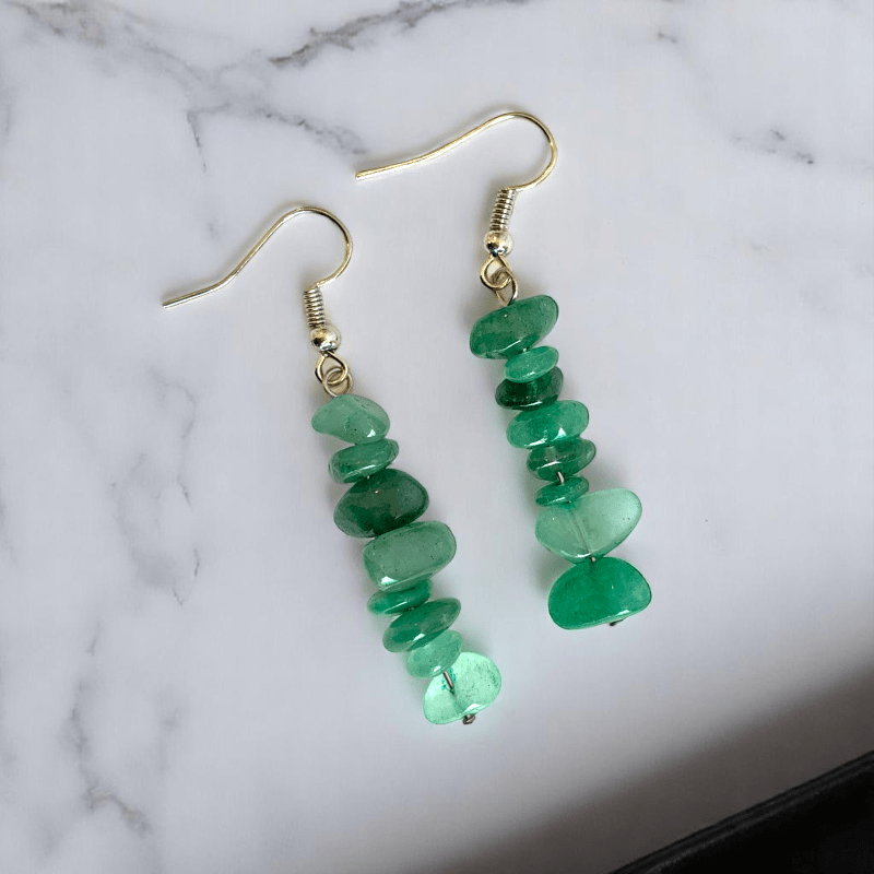 Lucky Aventurine Earrings | Aventurine Stone, Stainless Steel - For Women | Includes: Earrings
