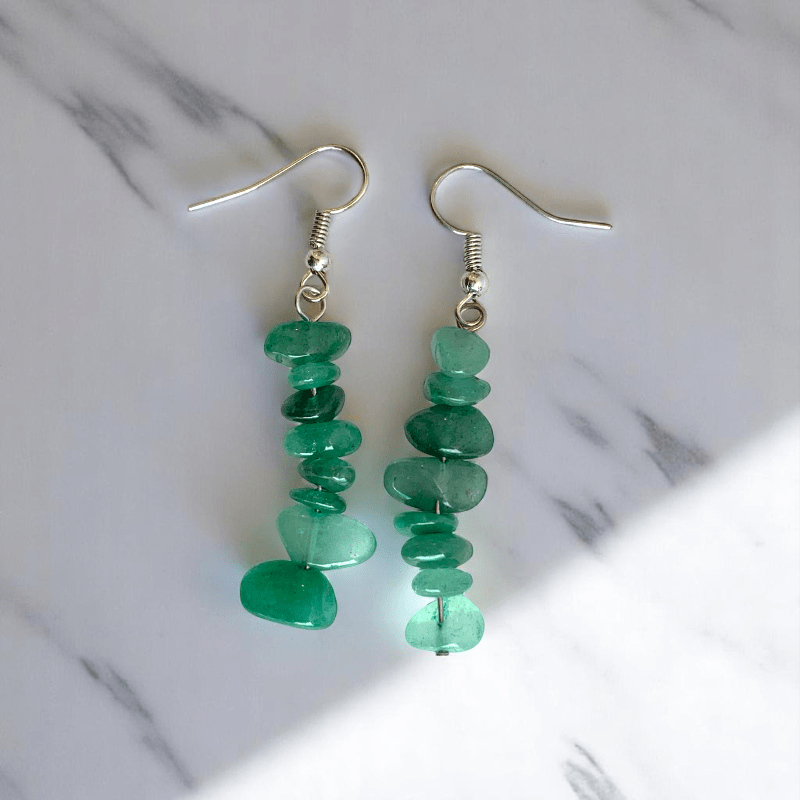 Lucky Aventurine Earrings | Aventurine Stone, Stainless Steel - For Women | Includes: Earrings