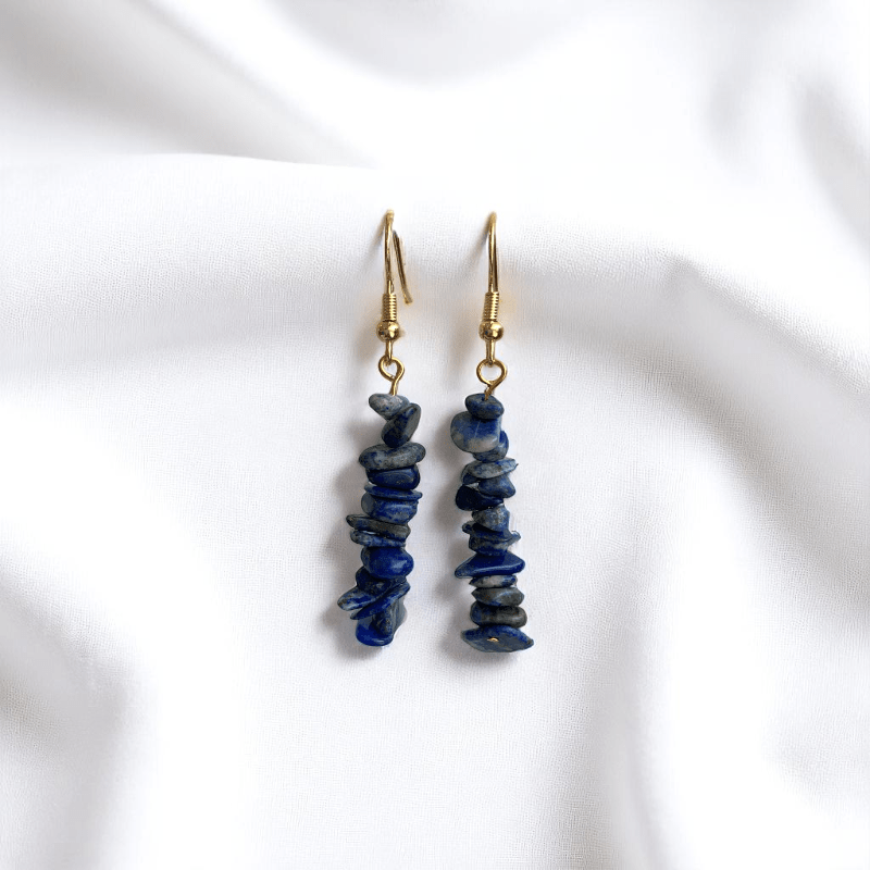 Royal Glow Earrings | 18K PVD Gold Plated & Lapis Lazuli Chip - For Women | Includes: Earrings