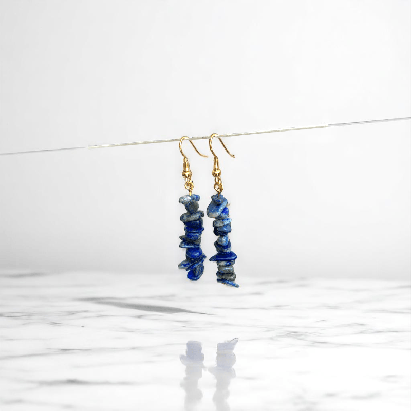 Royal Glow Earrings | 18K PVD Gold Plated & Lapis Lazuli Chip - For Women | Includes: Earrings