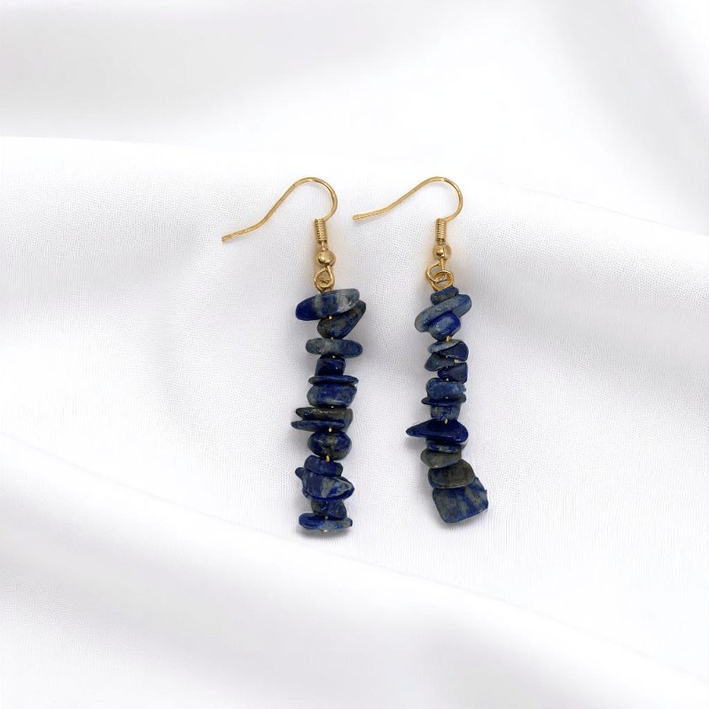 Royal Glow Earrings | 18K PVD Gold Plated & Lapis Lazuli Chip - For Women | Includes: Earrings
