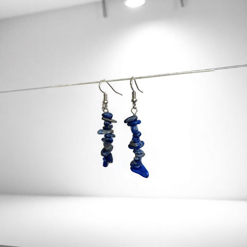 Midnight Shine Earrings | Silver PVD Plated & Lapis Lazuli Chip - For Women | Includes: Earrings