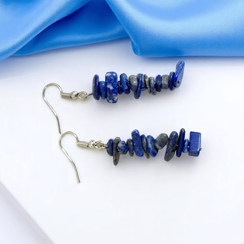 Midnight Shine Earrings | Silver PVD Plated & Lapis Lazuli Chip - For Women | Includes: Earrings