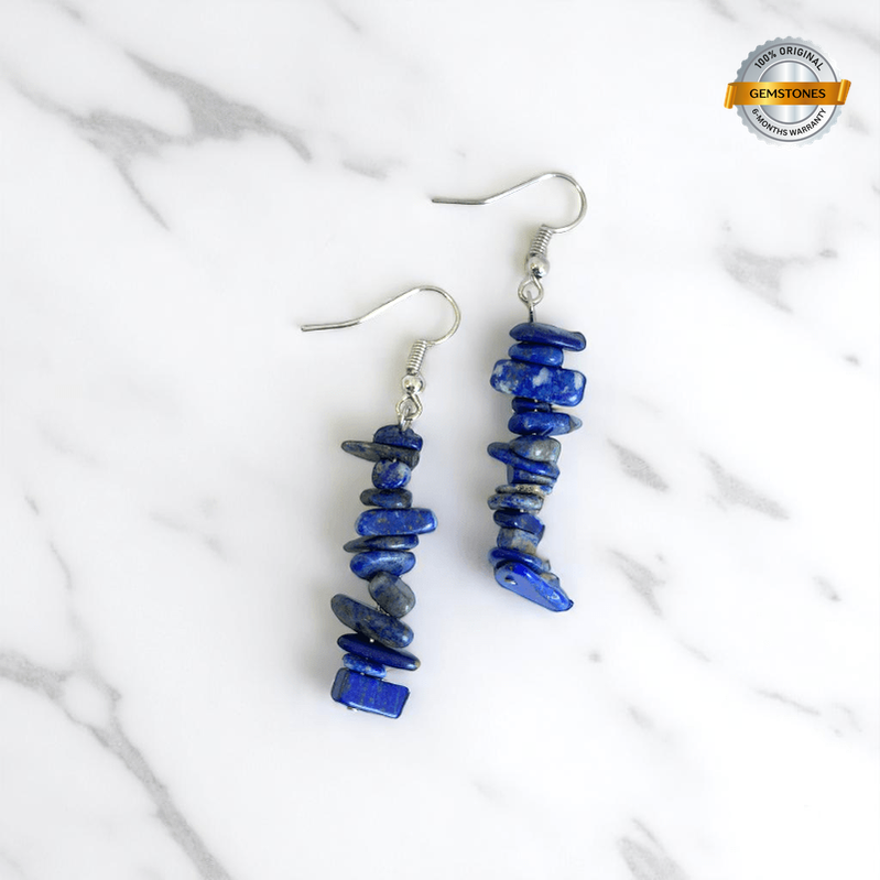 Midnight Shine Earrings | Silver PVD Plated & Lapis Lazuli Chip - For Women | Includes: Earrings
