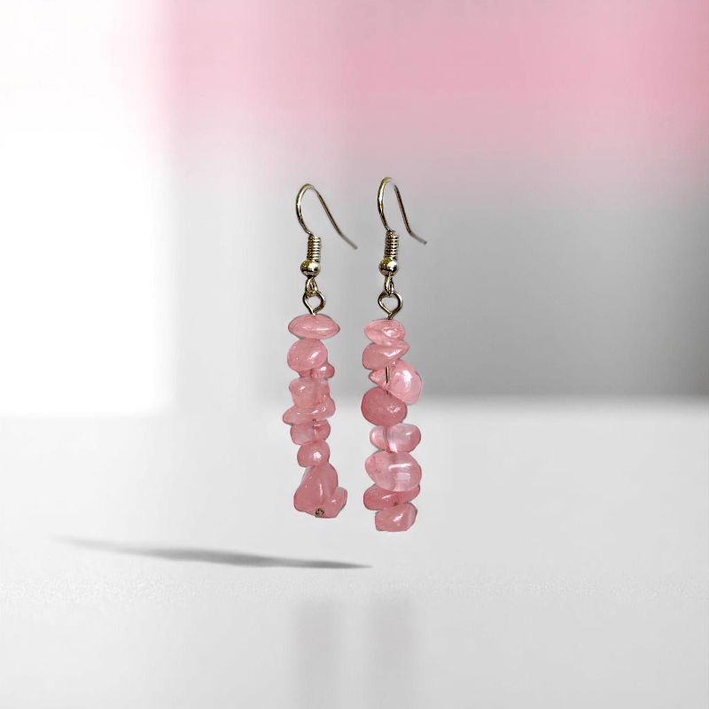 Soft Radiance Earrings | Silver PVD Plated & Rose Quartz Chip - For Women | Includes: Earrings