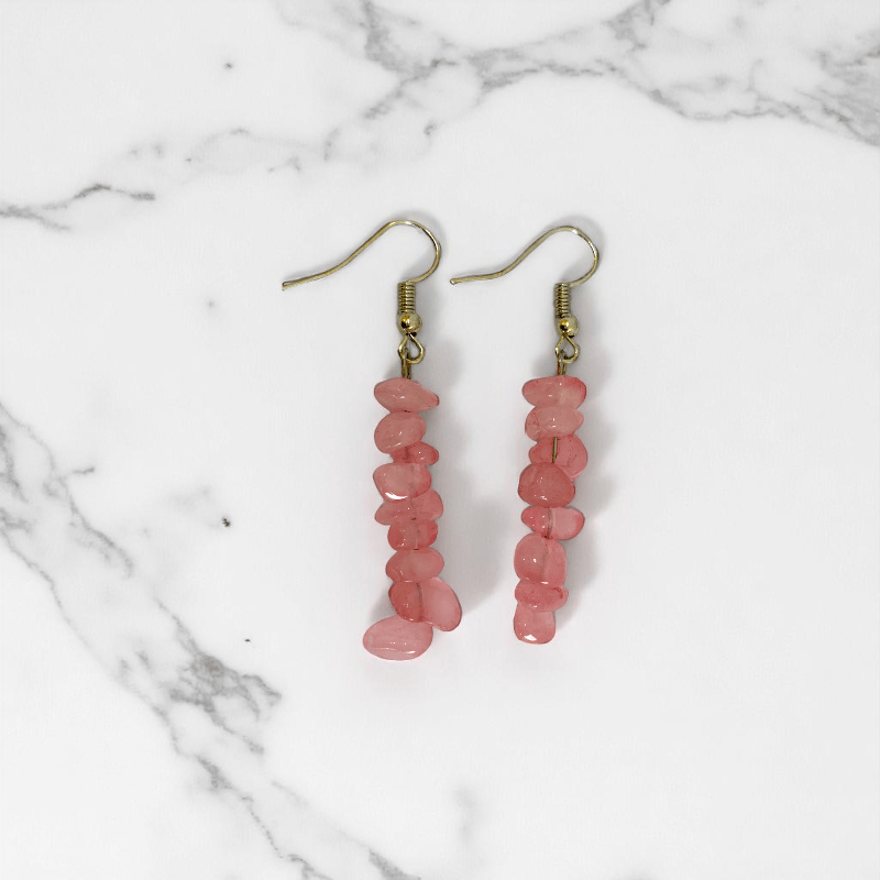 Soft Radiance Earrings | Silver PVD Plated & Rose Quartz Chip - For Women | Includes: Earrings
