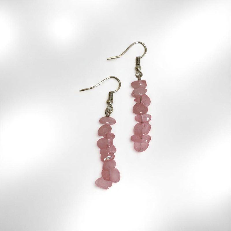 Soft Radiance Earrings | Silver PVD Plated & Rose Quartz Chip - For Women | Includes: Earrings