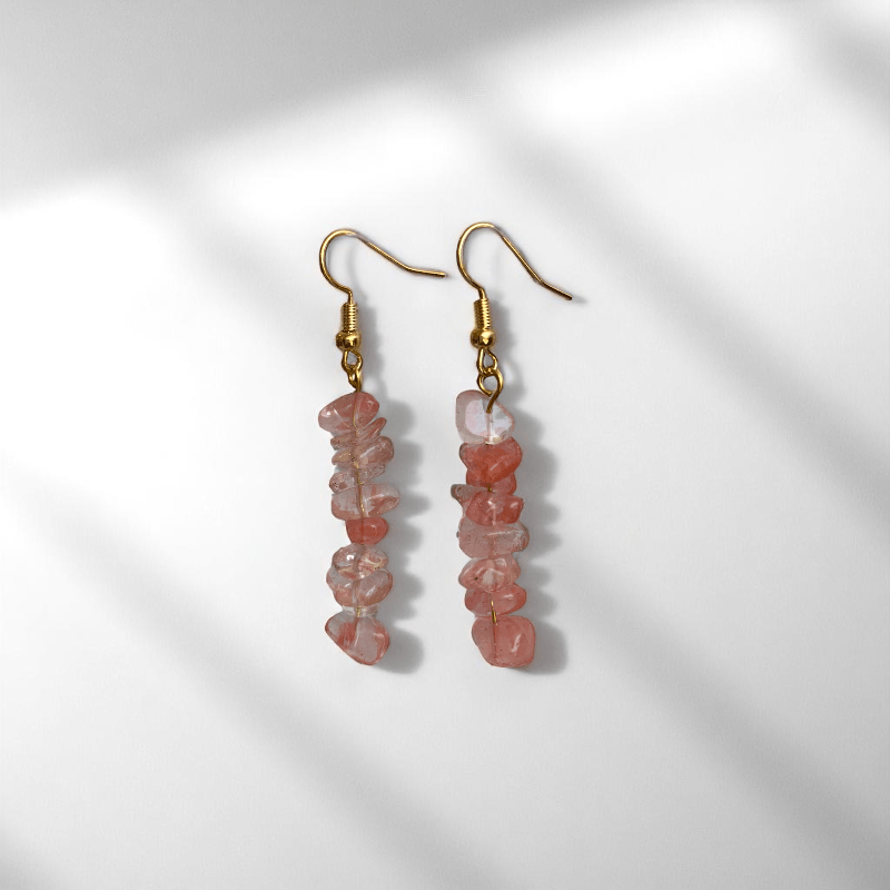 Sunset Bloom Earrings | 18K PVD Gold Plated & Watermelon Red Chip - For Women | Includes: Earrings