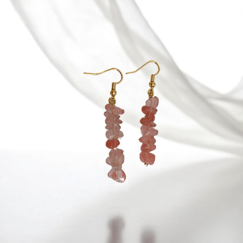 Sunset Bloom Earrings | 18K PVD Gold Plated & Watermelon Red Chip - For Women | Includes: Earrings