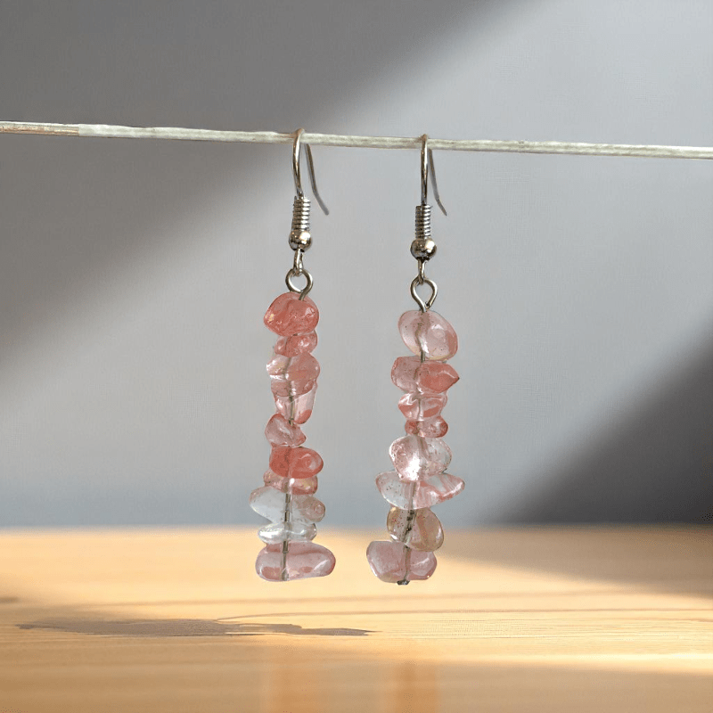Berry Gleam Earrings | Silver PVD Plated & Watermelon Red Chip - For Women | Includes: Earrings