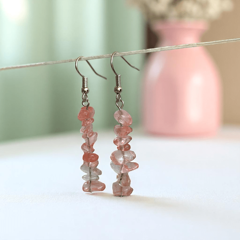 Berry Gleam Earrings | Silver PVD Plated & Watermelon Red Chip - For Women | Includes: Earrings