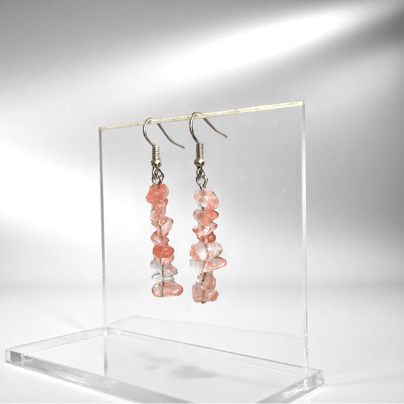 Berry Gleam Earrings | Silver PVD Plated & Watermelon Red Chip - For Women | Includes: Earrings