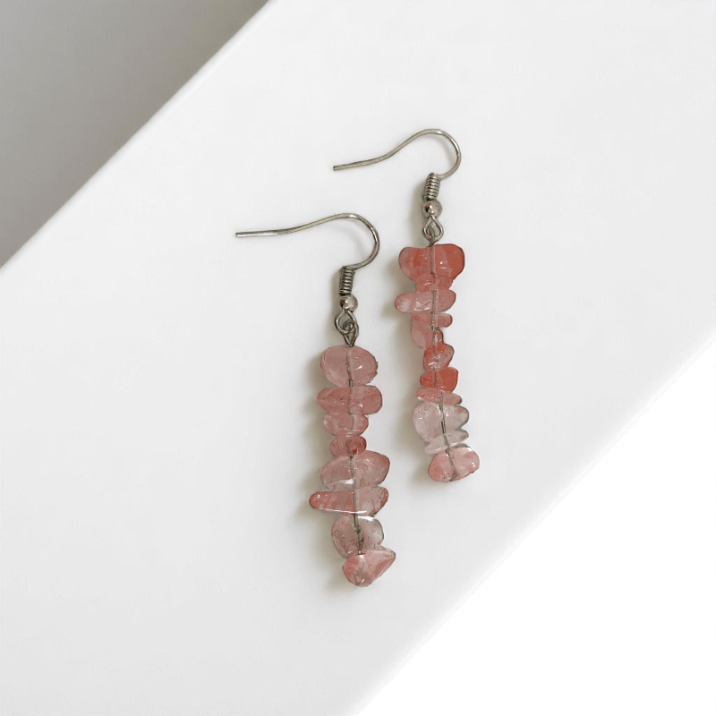 Berry Gleam Earrings | Silver PVD Plated & Watermelon Red Chip - For Women | Includes: Earrings