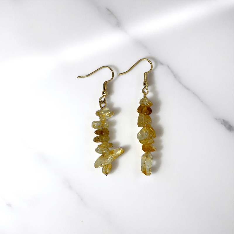 Golden Radiance Earrings | 18K PVD Gold Plated & Citrine Stone Chip - For Women | Includes: Earrings