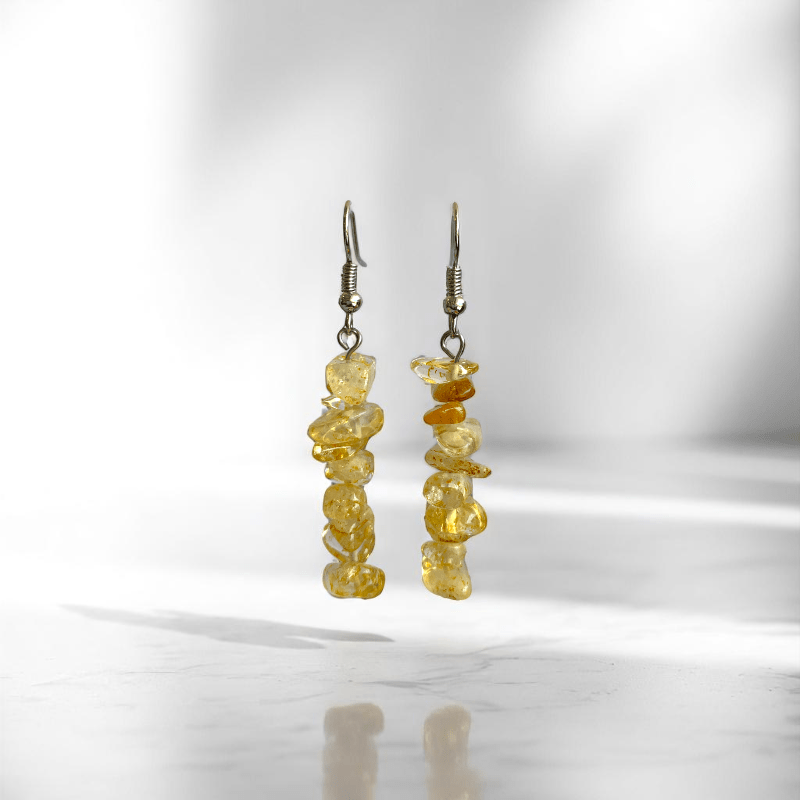 Sunlit Spark Earrings | Silver PVD Plated & Citrine Stone Chip - For Women | Includes: Earrings
