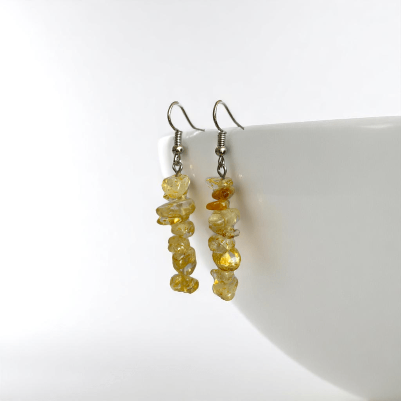 Sunlit Spark Earrings | Silver PVD Plated & Citrine Stone Chip - For Women | Includes: Earrings