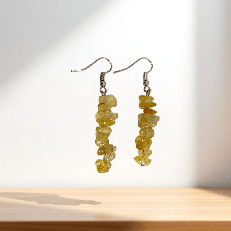 Sunlit Spark Earrings | Silver PVD Plated & Citrine Stone Chip - For Women | Includes: Earrings