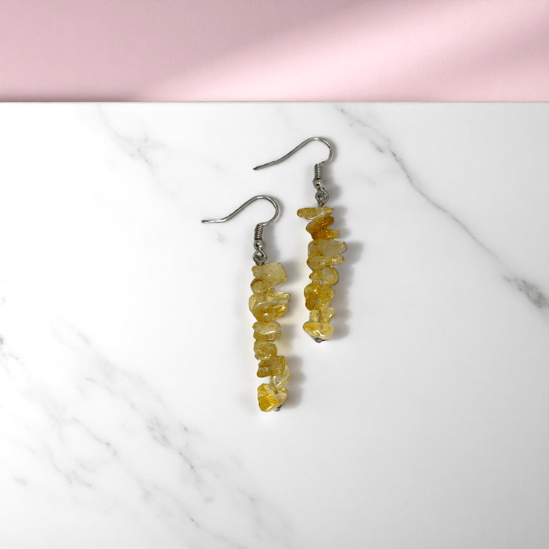 Sunlit Spark Earrings | Silver PVD Plated & Citrine Stone Chip - For Women | Includes: Earrings