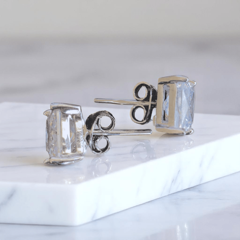 Princess Cut Earrings | 925 Silver & Zircon - For Women | Includes: Earrings