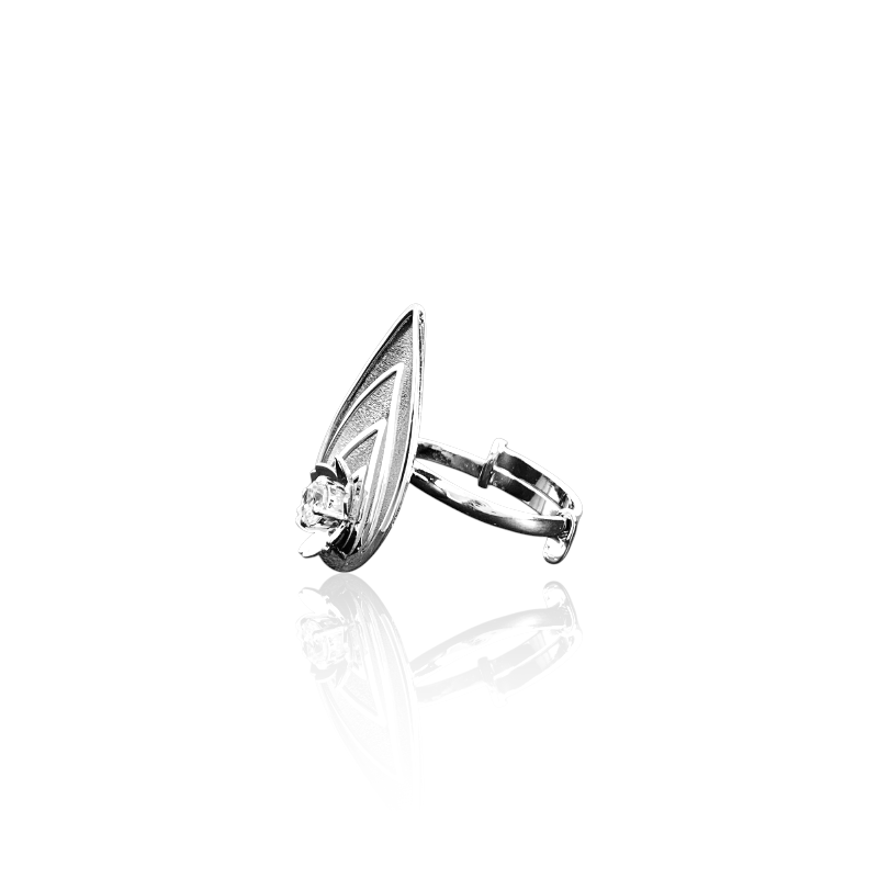 Dewdrop Leaf Ring | 925 Silver & Zircon - For Women | Includes: Ring