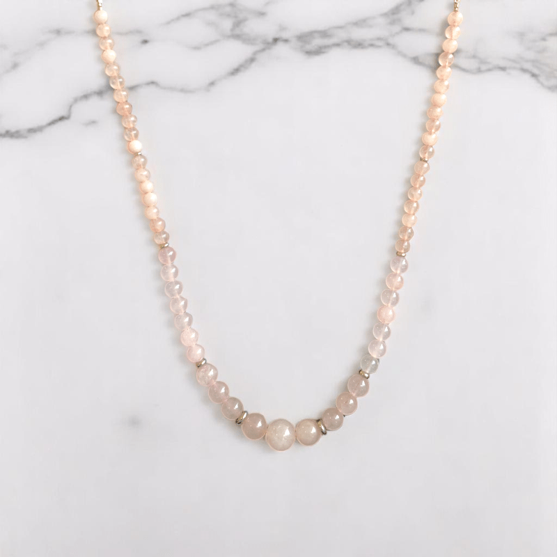 Pink Serenity Set | Rose Quartz Stone - For Women | Includes: Necklace, Bracelet