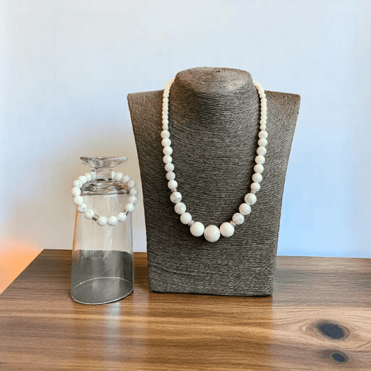 Calm Essence Set | White Howlite Stone - For Women | Includes: Necklace, Bracelet