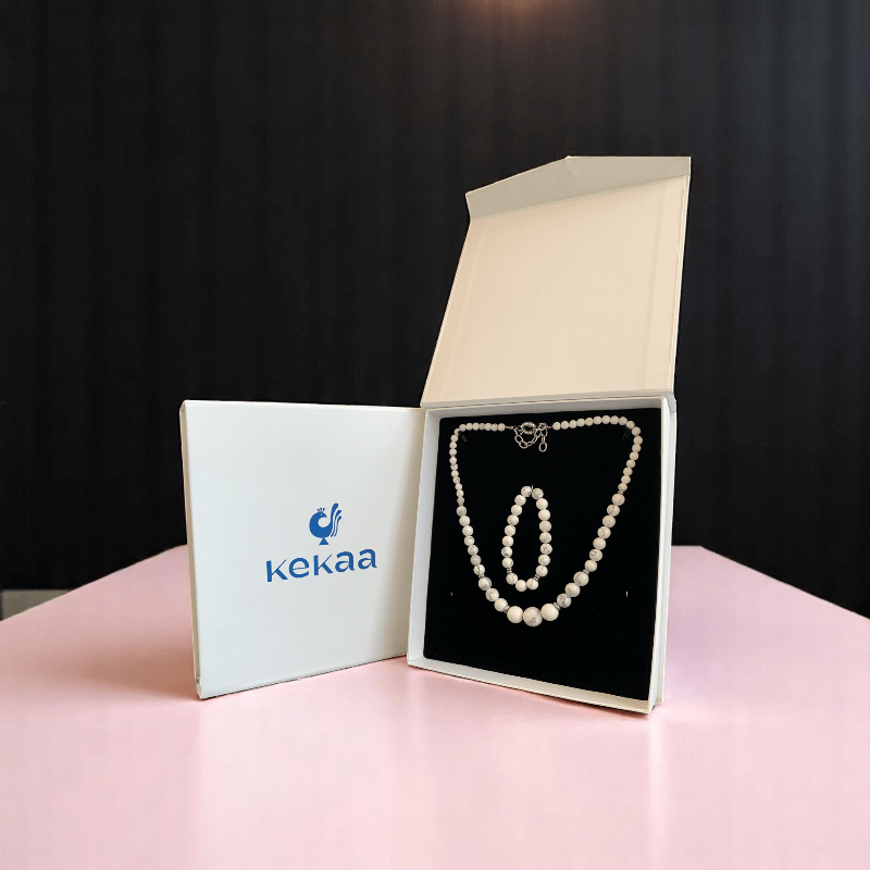 Calm Essence Set | White Howlite Stone - For Women | Includes: Necklace, Bracelet