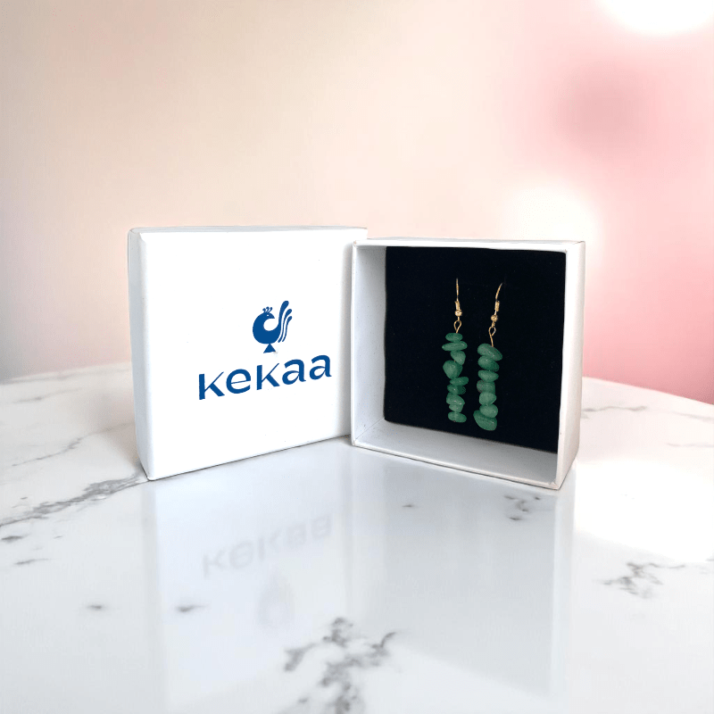 Forest Glow Earrings | Green Aventurine Chip & 18K PVD Gold Plated - For Women | Includes: Earrings