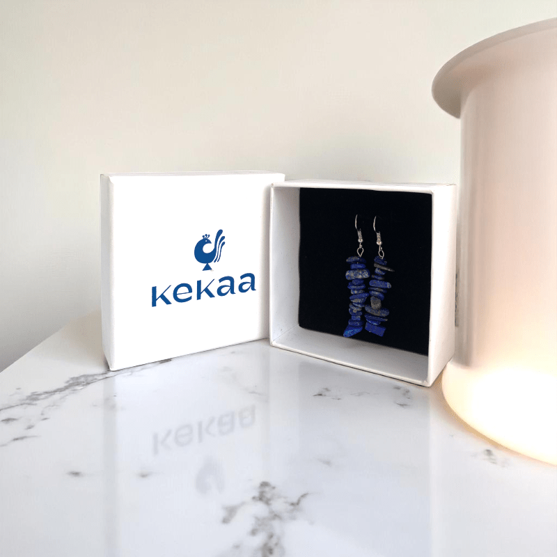 Midnight Shine Earrings | Silver PVD Plated & Lapis Lazuli Chip - For Women | Includes: Earrings