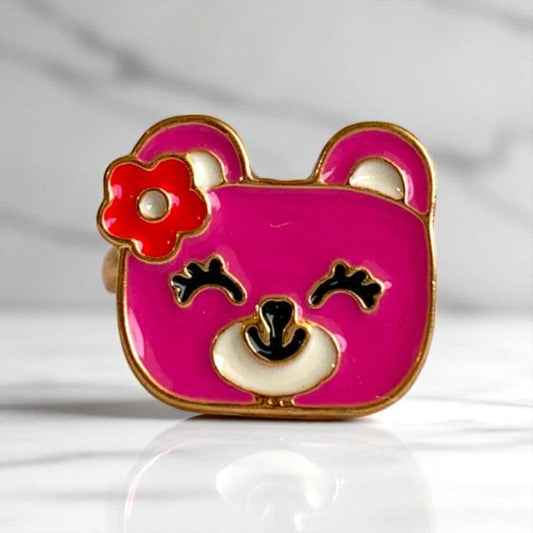 Teddy Bear Ring | Gold Plated Adjustable - For Girls | Includes: Ring