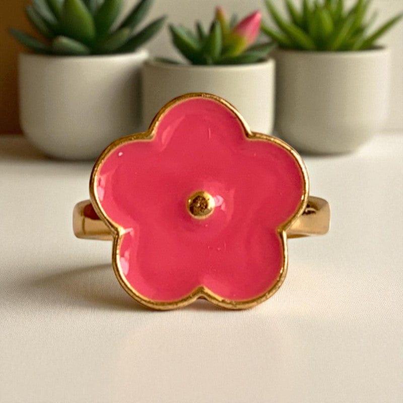 Spinning Floral Adjustable Ring | 18K PVD Gold Plated - For Women | Includes: Ring