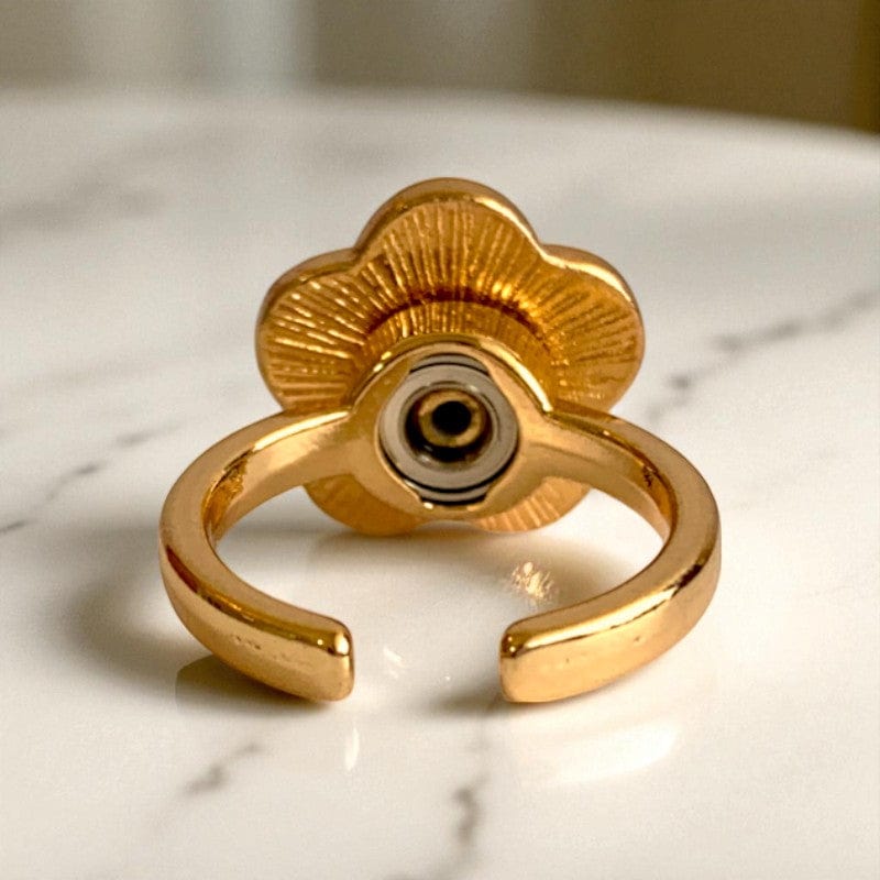Spinning Floral Adjustable Ring | 18K PVD Gold Plated - For Women | Includes: Ring